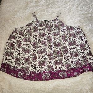 Lane Bryant Sleeveless Tank Lined Rayon   Purple and White Floral Size 22